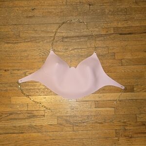 Gold-Chain Halter Bralette in Light Pink